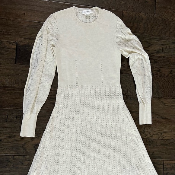 VICTORIA BECKHAM Open-knit midi dress size Medium Ivory - Picture 4 of 11